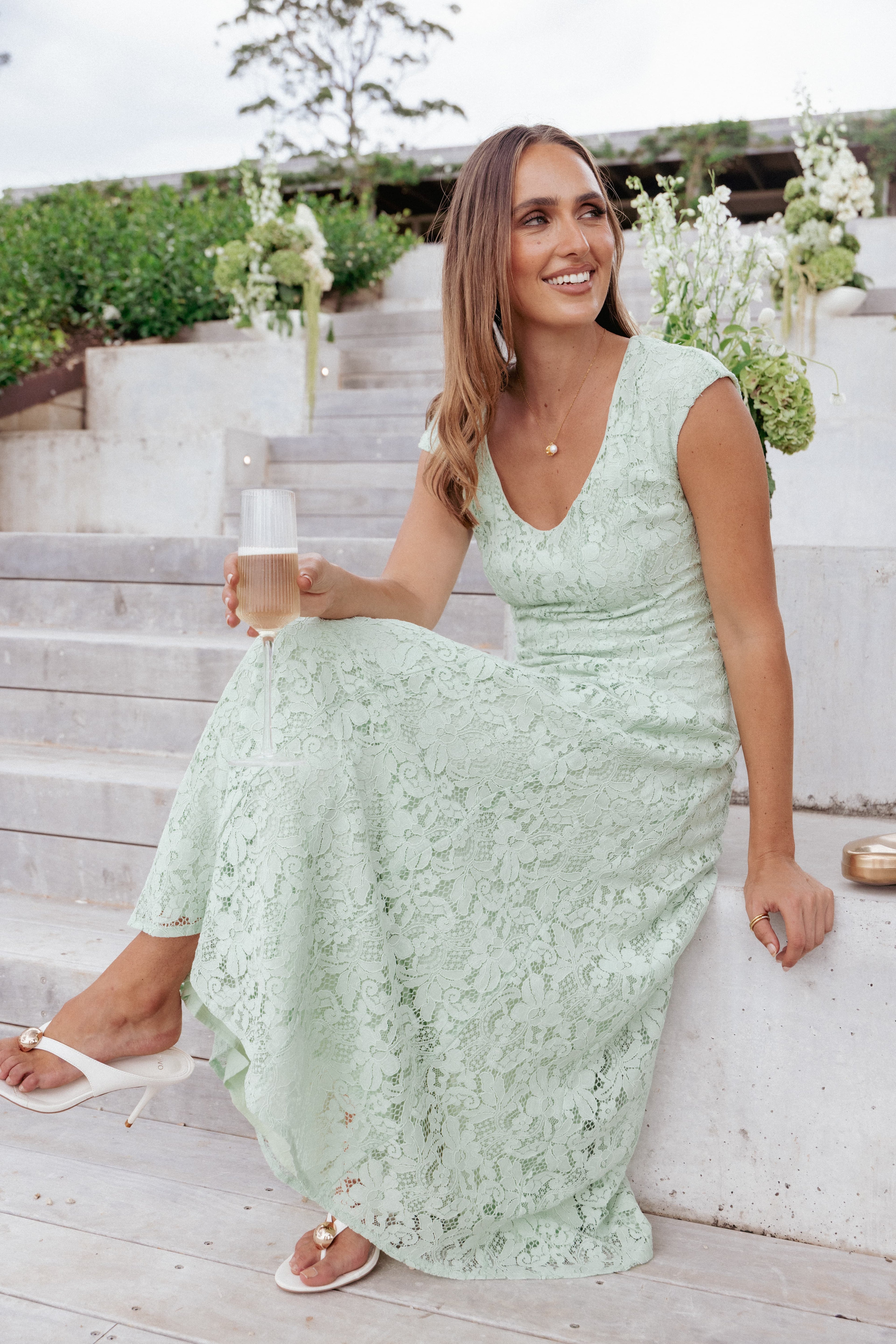 Mapleton Maxi Dress - Sage Green Lace
